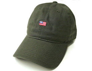USA American Mini Flag Embroidery- Army Green Dad Hat