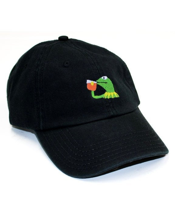 Kermit Hat Sipping Tea None Of My Business Dad Cap